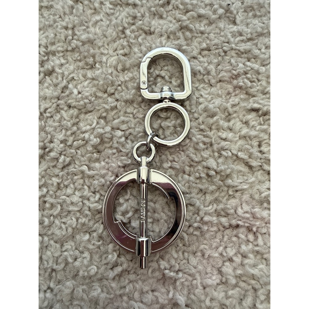 Samsoe Samsoe Silver Tone Minimalist Logo Keychain Bag Charm Accessory